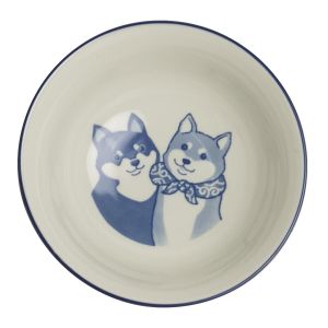 Duo aus japanischen Suppenschüsseln aus Keramik, rosa und blau – SHIBA INU