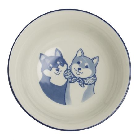 Japanese Ceramic Soup Bowl Duo, Pink and Blue - SHIBA INU