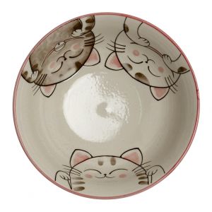 Japanese ceramic soup bowl, pink - MANEKINEKO