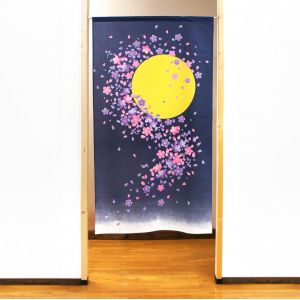 Japanese Noren polyester curtain, TSUKI NO SAKURA