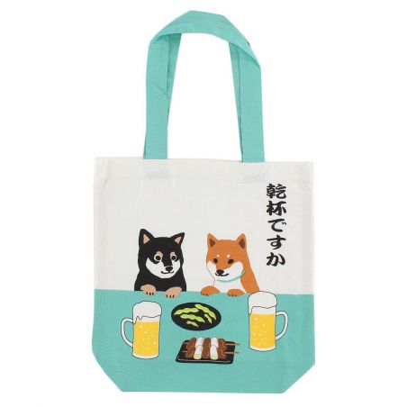 Sac tote bag 100% coton Chien Shiba mangeant- TABERU