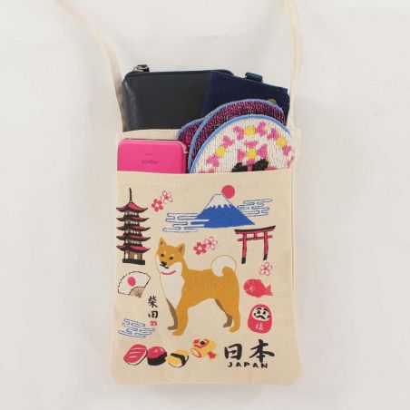 Borsa tote piccola 100% cotone Daruma, Tori, Monte Fuji, cane Shiba - GIAPPONE