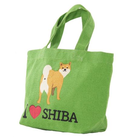 Kleine Tragetasche aus 100 % Baumwolle, I Love Shiba“.