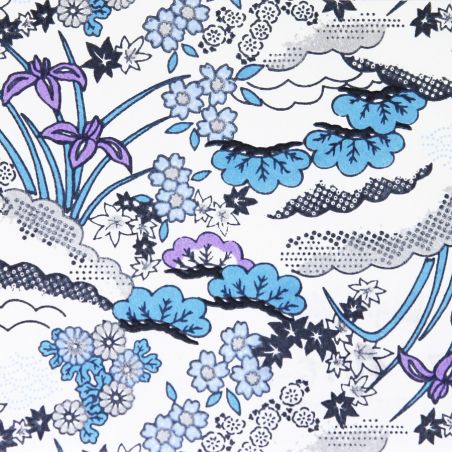 grande feuille papier japonais, YUZEN WASHI, blanc, motif Hanayose