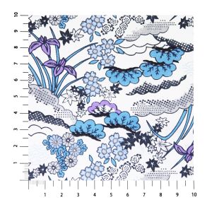 hoja grande de papel japonés, YUZEN WASHI, blanco, estampado Hanayose