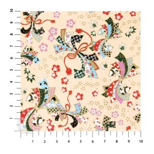 grande feuille papier japonais, YUZEN WASHI, beige, motif Sokune Noshi Season