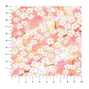 hoja grande de papel japonés, YUZEN WASHI, rosa, flores de Sakura