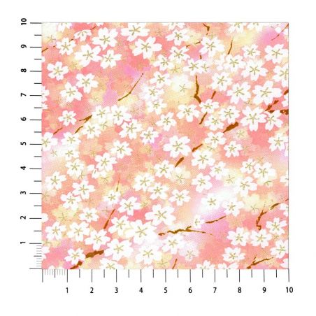 hoja grande de papel japonés, YUZEN WASHI, rosa, flores de Sakura