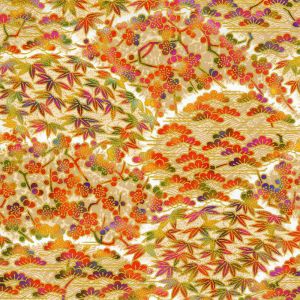 grande feuille papier japonais, YUZEN WASHI, arbres de saison automne