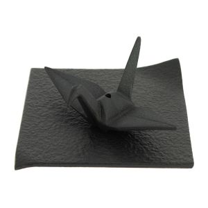 Cast Iron Incense Holder, Iwachu, Orizuru, Black