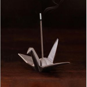 Cast Iron Incense Holder, Iwachu, Orizuru, Black