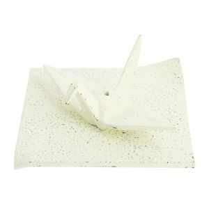 Cast iron incense holder, Iwachu, Orizuru, white