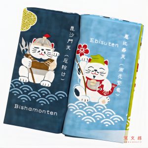 Cotton towel, TENUGUI, Seven gods of good fortune for cats