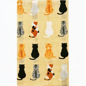 Tenugui Hand Towel, Alignment of Sitting Cats