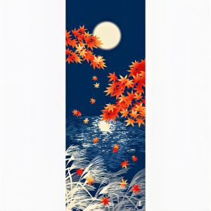 Cotton hand towel, TENUGUI, Autumn moonlight