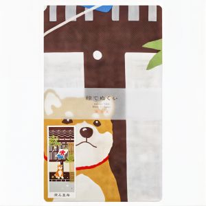 Cotton towel, TENUGUI, Shiba dog in the street