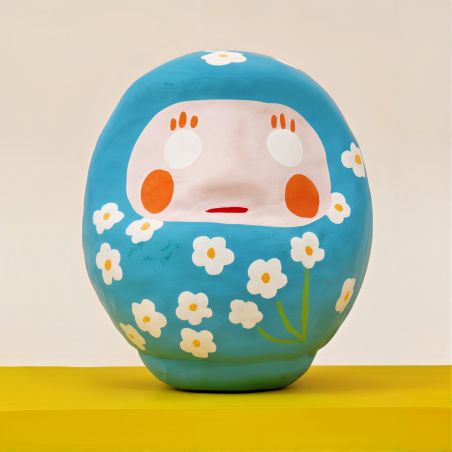 Japanese doll, DARUMA, blue, tulip "compassion", Thank you