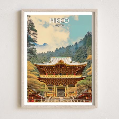 affiche / illustration japonaises "NIKKO" sanctuaire shinto Tōshō-gū Yomeimon, by ダヴィッド