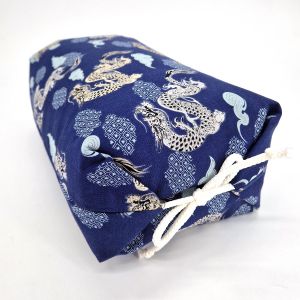 Cojín Makura con funda desenfundable estampado dragón azul - RYU - 32cm