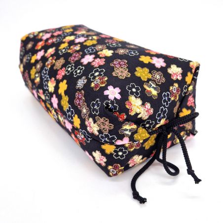 Coussin Makura déhoussable noir motif SAKURA - 32cm