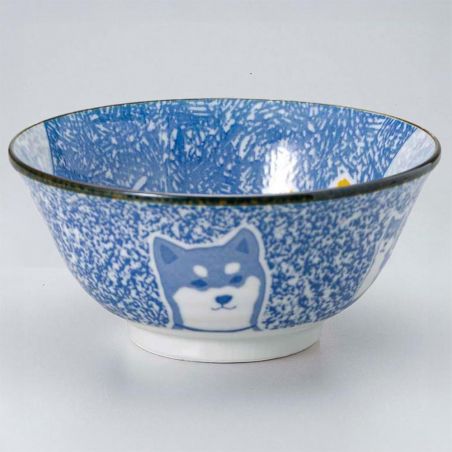 Bol à ramen japonais en céramique bleu motif chien shiba- SHIBAINU