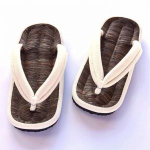 Paar japanische Zori-Sandalen, BAMBUS-HEMPU, weiß