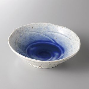 Small Japanese ceramic bowl, navy blue swirl pattern - SENPU