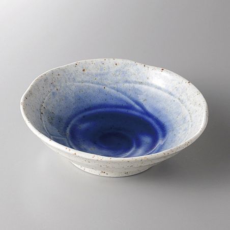 Kleine japanische Keramikschale, marineblaues Wirbelmuster - SENPU