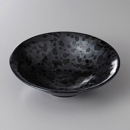 Small Japanese black ceramic plate - ABUREN TENMOKU