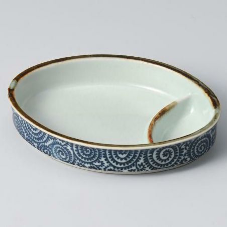 Ceramic plate with sauce compartment - KARAKUSA