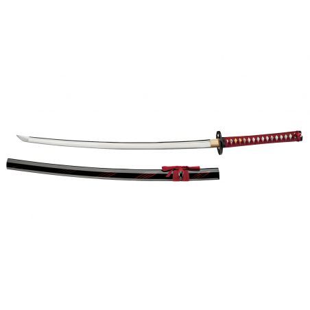 Dekoratives Katana Red Samurai - 710mm Klinge - Griff aus Rochenhaut - Scheide