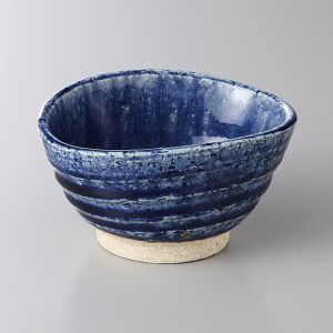 Ciotola di riso giapponese ovale in ceramica blu navy - DAEN KATACHI