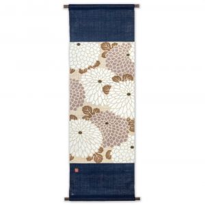 Fine Japanese hemp tapestry, Circle and chrysanthemum - SAKURU