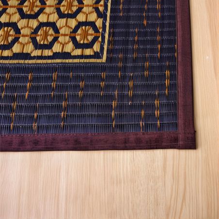 Tapis traditionnel japonais, natte paille de riz, motif asanoha, KUMIKO