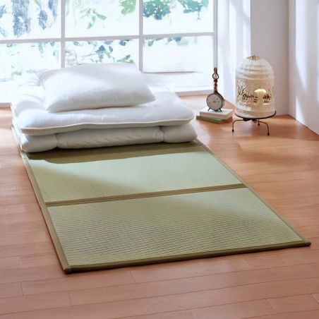 Tapis traditionnel japonais, natte paille de riz, Tatami Mat (Yumemi Tatami), 3 pans pliables