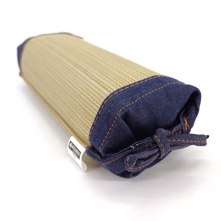 Japanese Makura Pillow in Rice Straw DENIM 30×15 cm