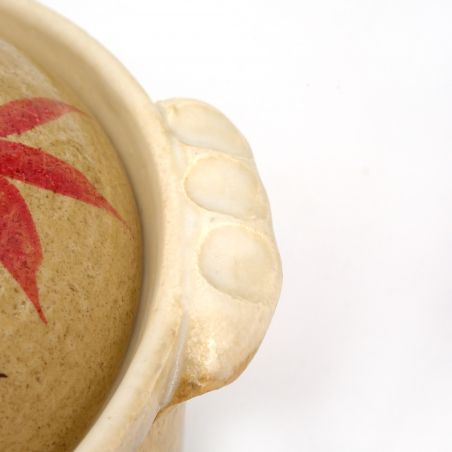 Small Donabe - clay pot for sukiyaki, MOMIJI, autumn leaves