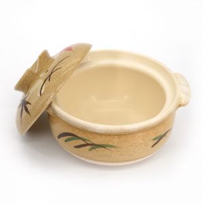 Small Donabe - clay pot for sukiyaki, MOMIJI, autumn leaves