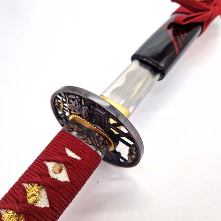 Katana Decorativa Red Samurai - Lama da 710mm - Manico in Pelle di Razza - Fodero