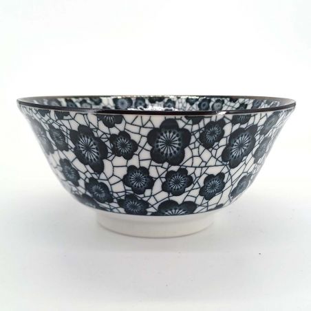 Japanese ceramic donburi bowl in black - SAKURA