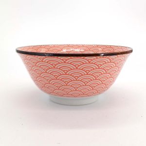 Japanese red ceramic donburi bowl - NEKO