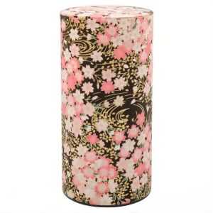 Boîte à thé japonaise noire en papier washi - SAKURA Senpū - 200gr