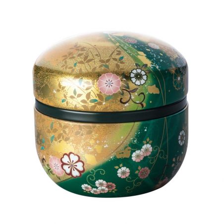 Carrito de té japonés de metal verde y dorado, SUZUKO HANAFUBUKI, 150 g