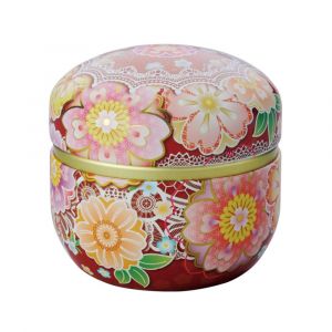 Boîte à thé japonaise rose en métal, SUZUKO MALINE, 150 g