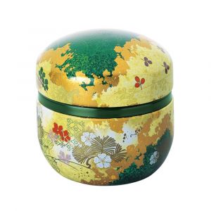 Japanische Teedose aus grünem Metall, SUZUKO HANAZOROE, 150 g