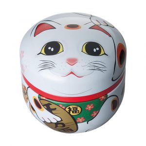 Duo of Japanese tea canisters round cat, NEKO, 150gr