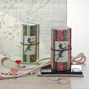 Japanese green tea box made of washi paper, SAKURA, 200 g