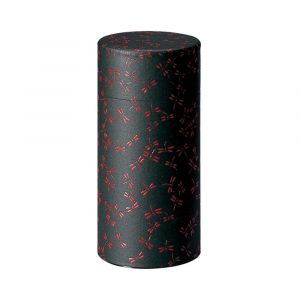 Japanese Metal Tea Box, Black with Dragonfly Pattern, TOMBO, 200 g