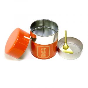 Caja de té japonesa de metal naranja, MATCHA BURUI, 150 g