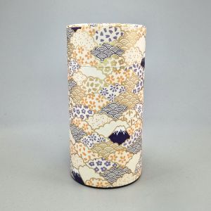 Beige Japanese tea box in washi paper - FUJISAN - 200gr